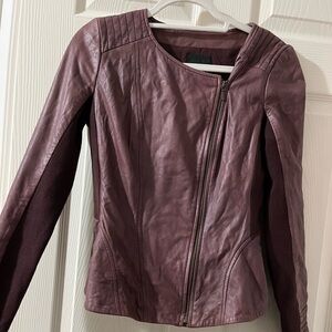 Trouvé Purple Women’s 100% Leather Jacket Long Sleeve Biker Style Zippers